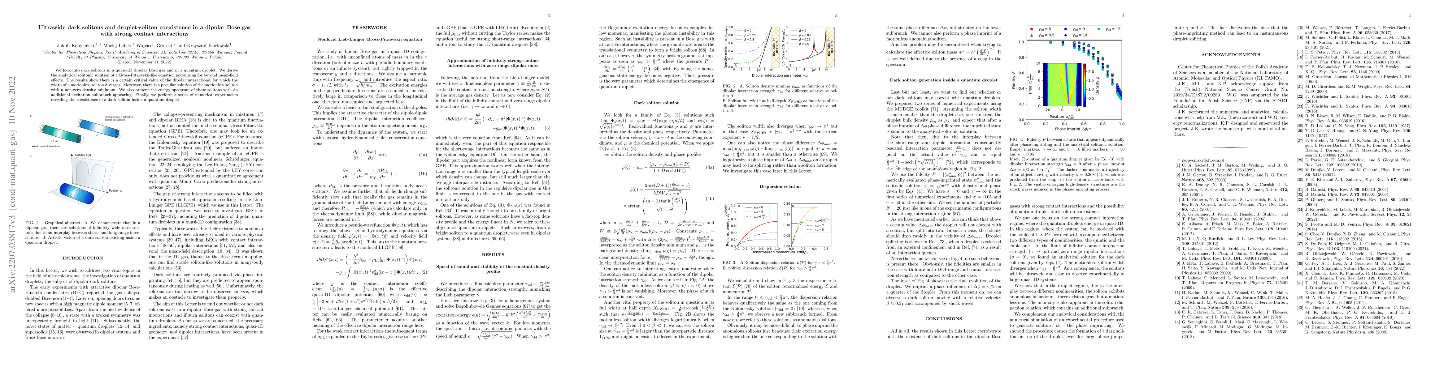 Thumbnail for Ultrawide dark solitons and droplet-soliton coexistence in a dipolar
  Bose gas with strong contact interactions
