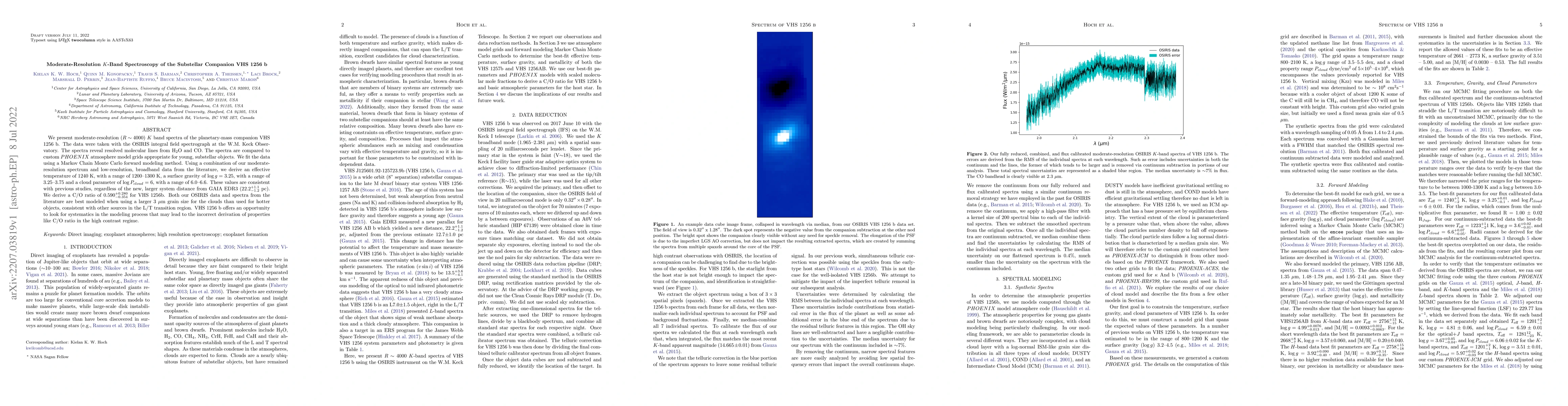 Thumbnail for Moderate-Resolution $K$-Band Spectroscopy of the Substellar Companion
  VHS 1256 b