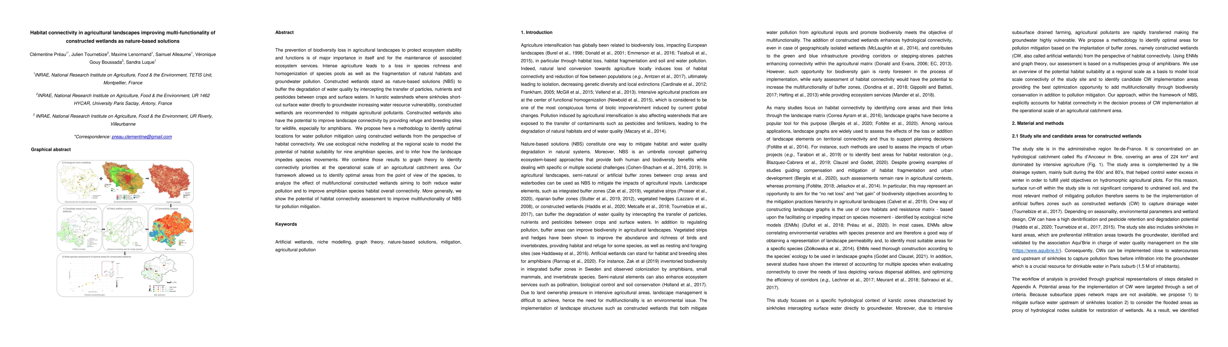 Thumbnail for Habitat connectivity in agricultural landscapes improving
  multi-functionality of constructed wetlands as nature-based solutions