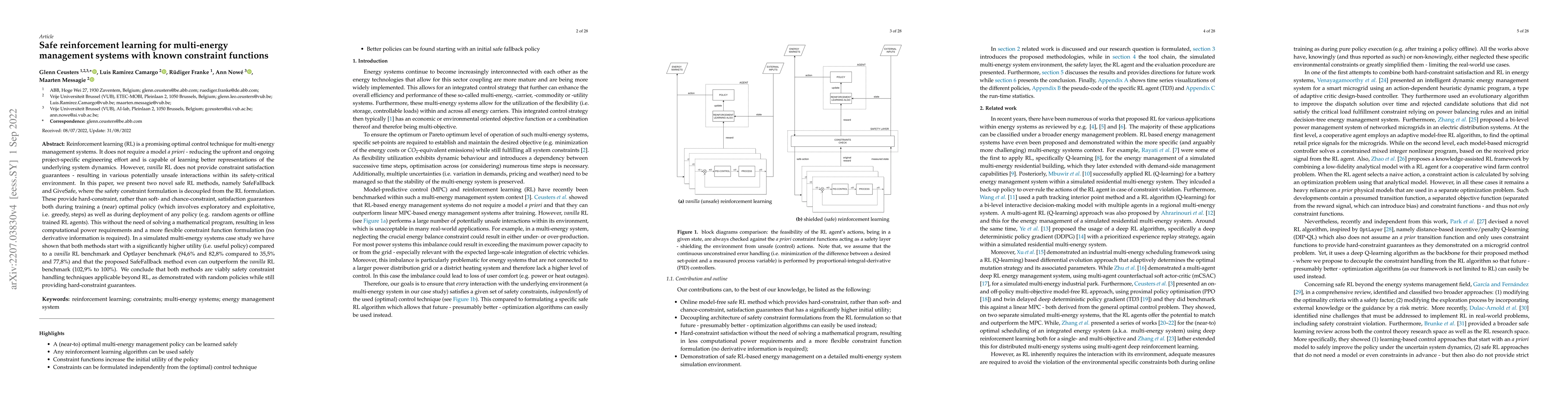 Thumbnail for Safe reinforcement learning for multi-energy management systems with
  known constraint functions
