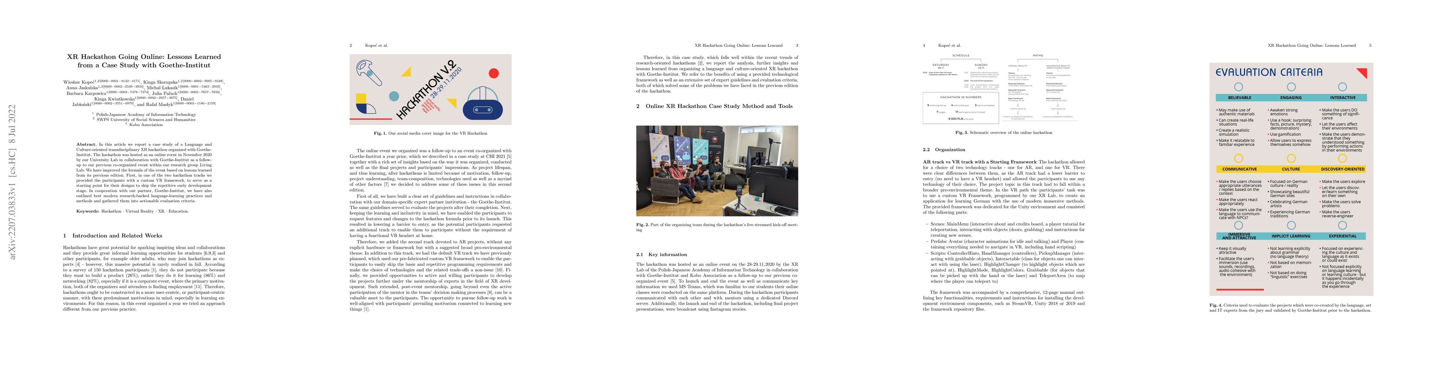 Thumbnail for XR Hackathon Going Online: Lessons Learned from a Case Study with
  Goethe-Institut