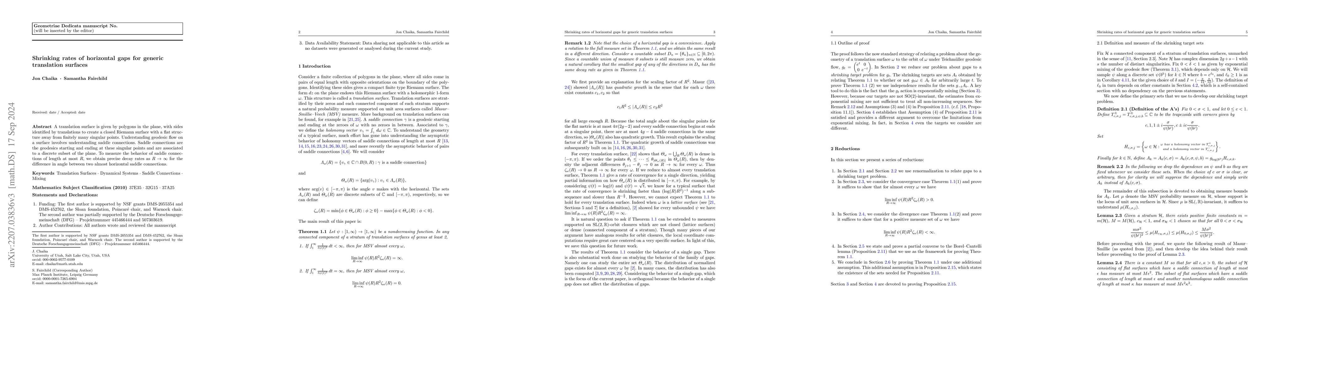 Thumbnail for Shrinking rates of horizontal gaps for generic translation surfaces