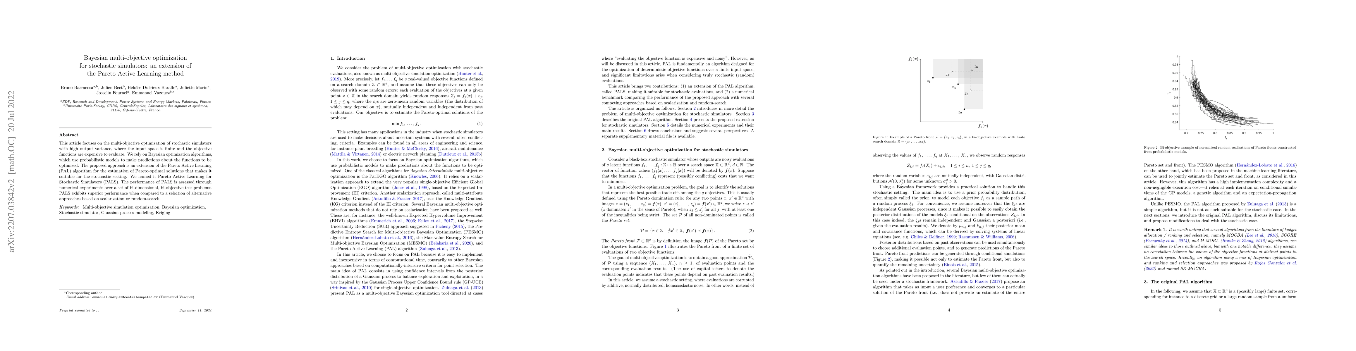 Thumbnail for Bayesian multi-objective optimization for stochastic simulators: an
  extension of the Pareto Active Learning method