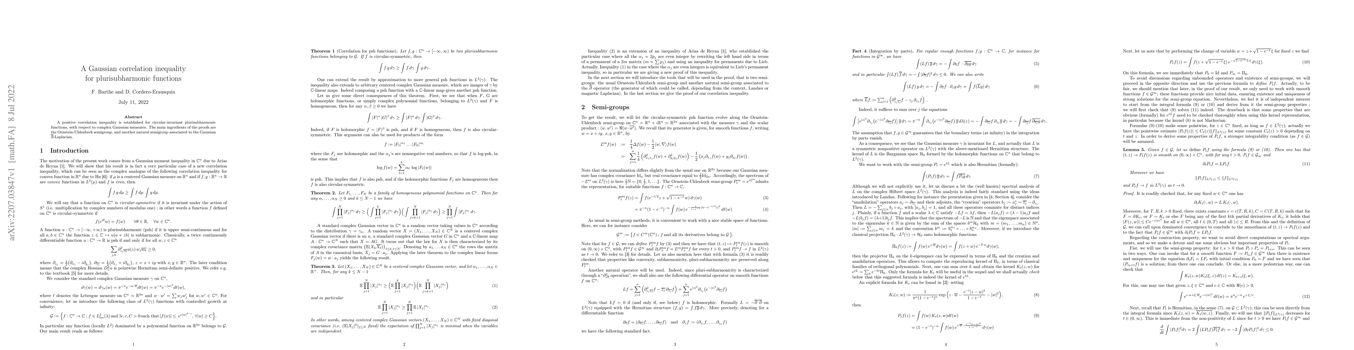 Thumbnail for A Gaussian correlation inequality for plurisubharmonic functions