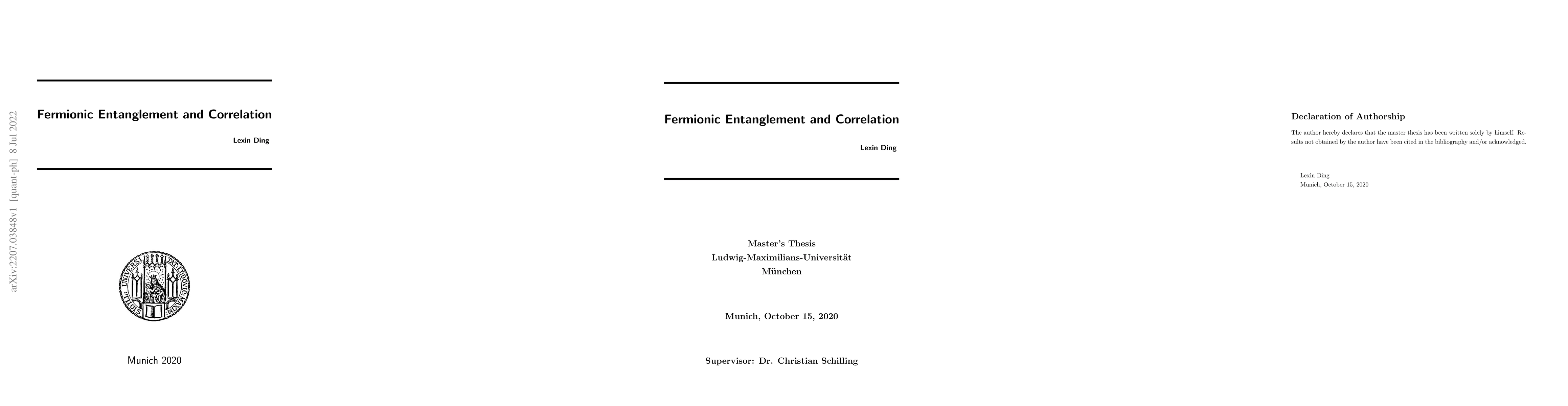 Thumbnail for Fermionic Entanglement and Correlation