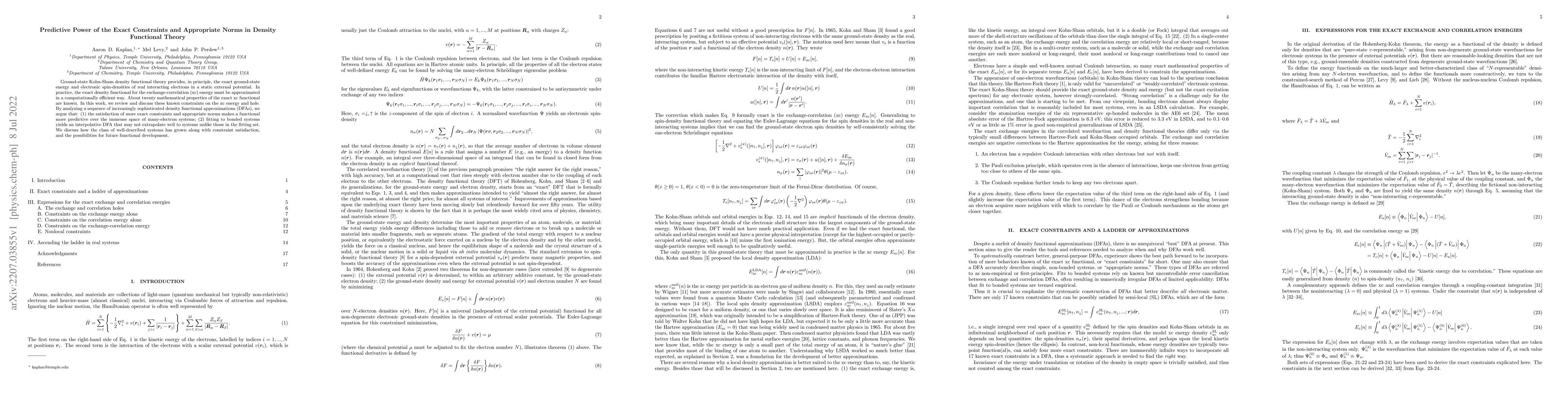 Thumbnail for Predictive Power of the Exact Constraints and Appropriate Norms in
  Density Functional Theory