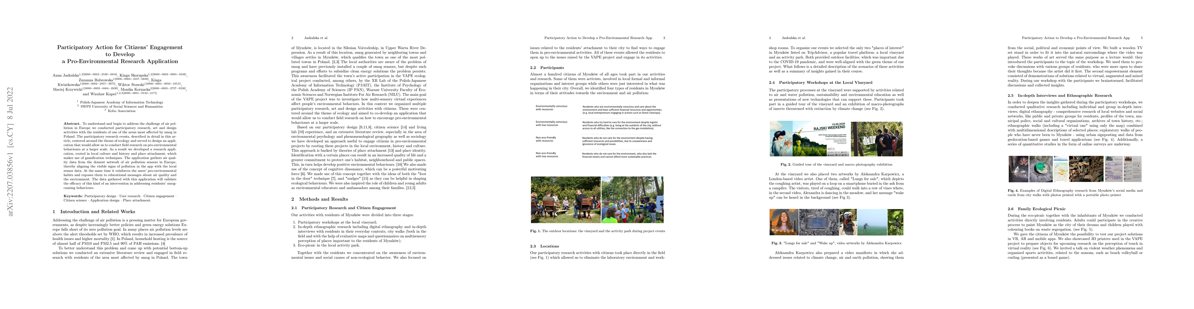 Thumbnail for Participatory Action for Citizens' Engagement to Develop a
  Pro-Environmental Research Application