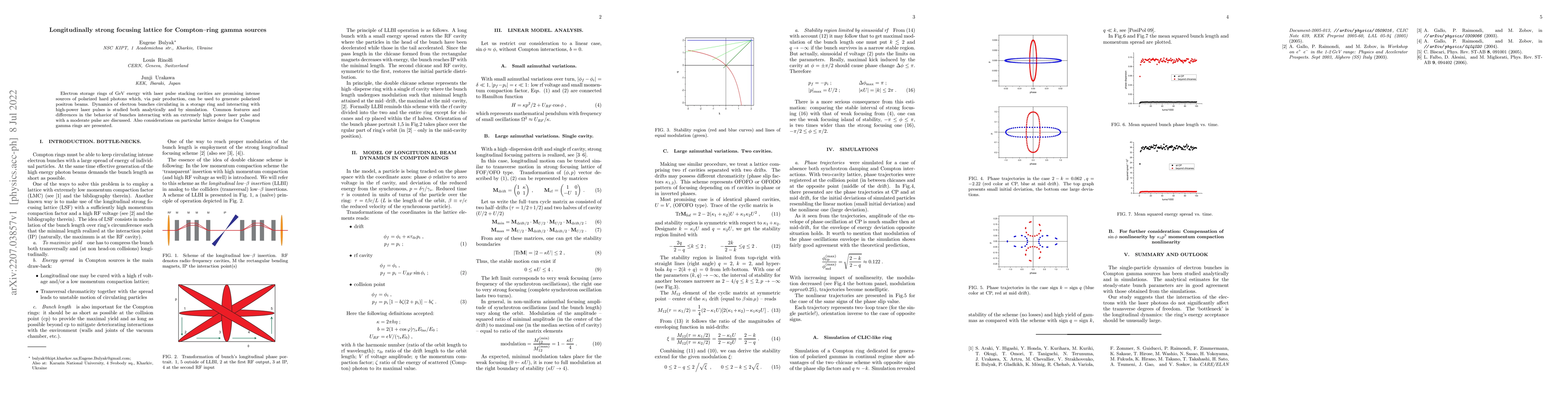 Thumbnail for Longitudinally strong focusing lattice for Compton--ring gamma sources