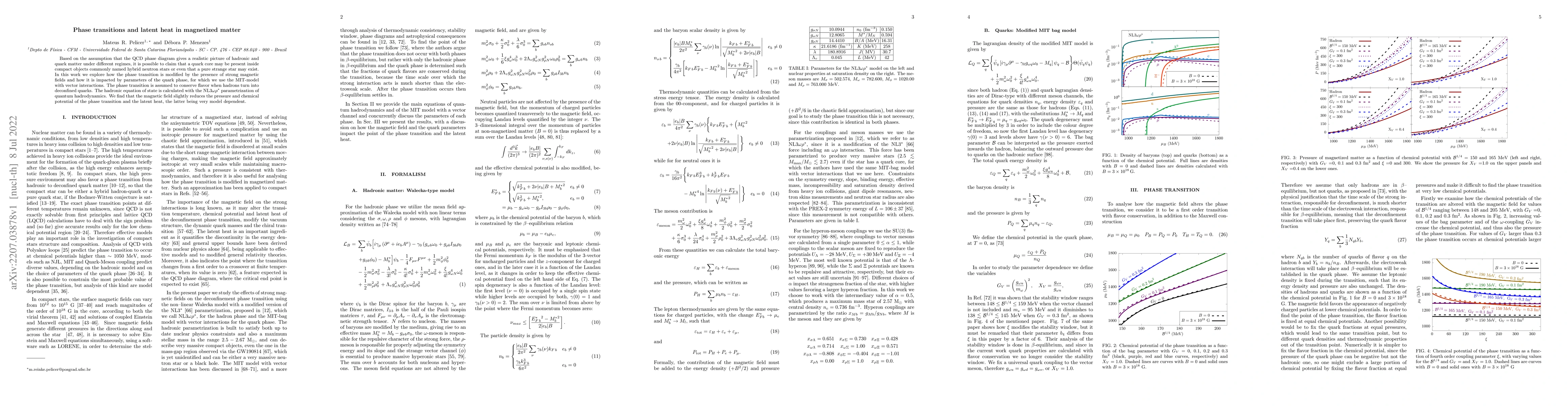 Thumbnail for Phase transitions and latent heat in magnetized matter