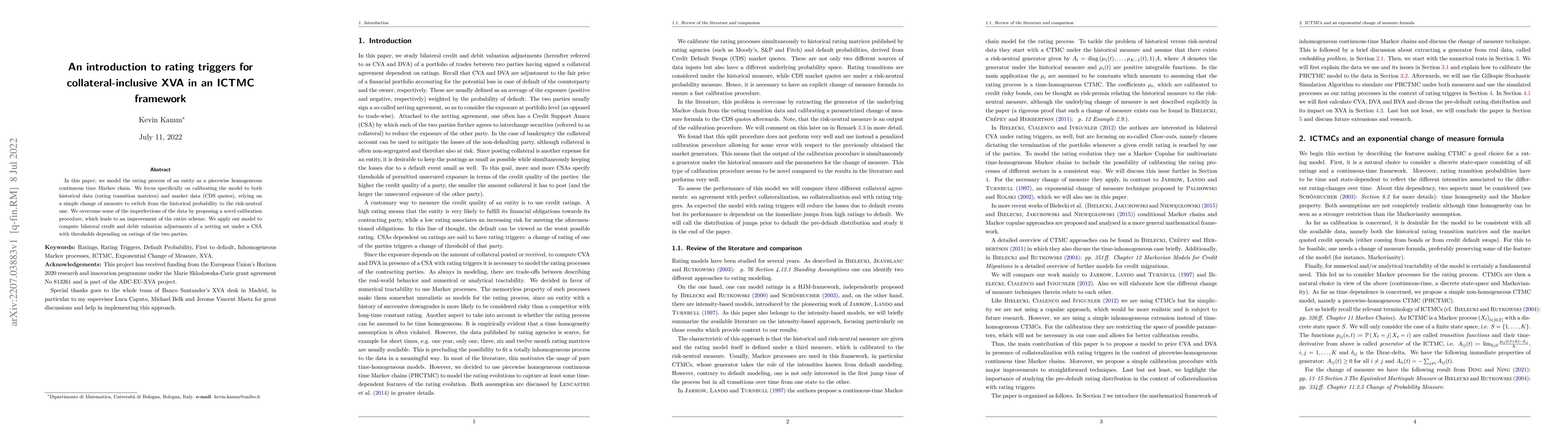 Thumbnail for An introduction to rating triggers for collateral-inclusive XVA in an
  ICTMC framework