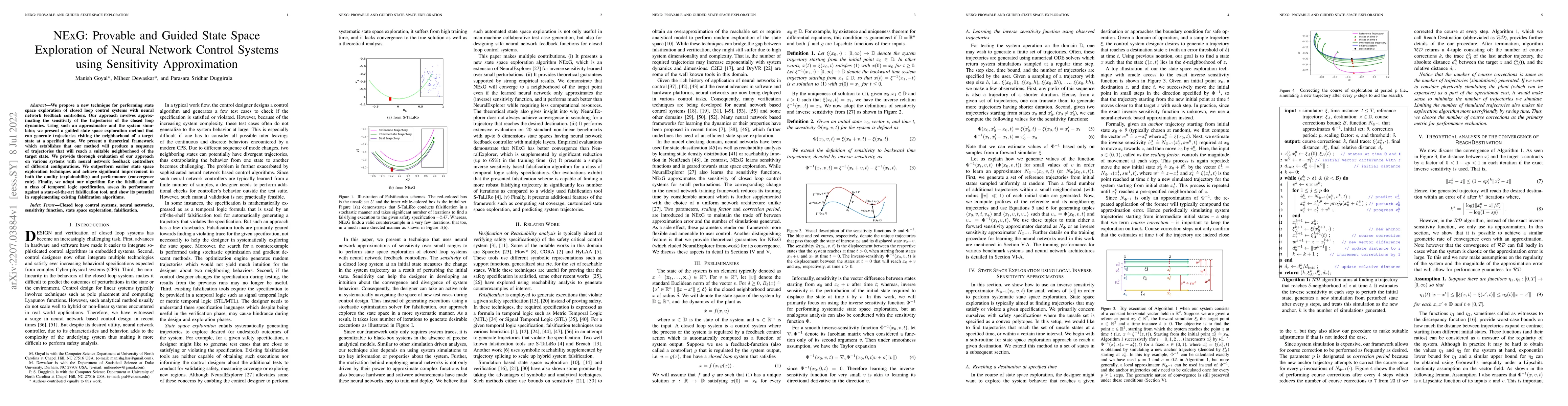 Thumbnail for NExG: Provable and Guided State Space Exploration of Neural Network
  Control Systems using Sensitivity Approximation