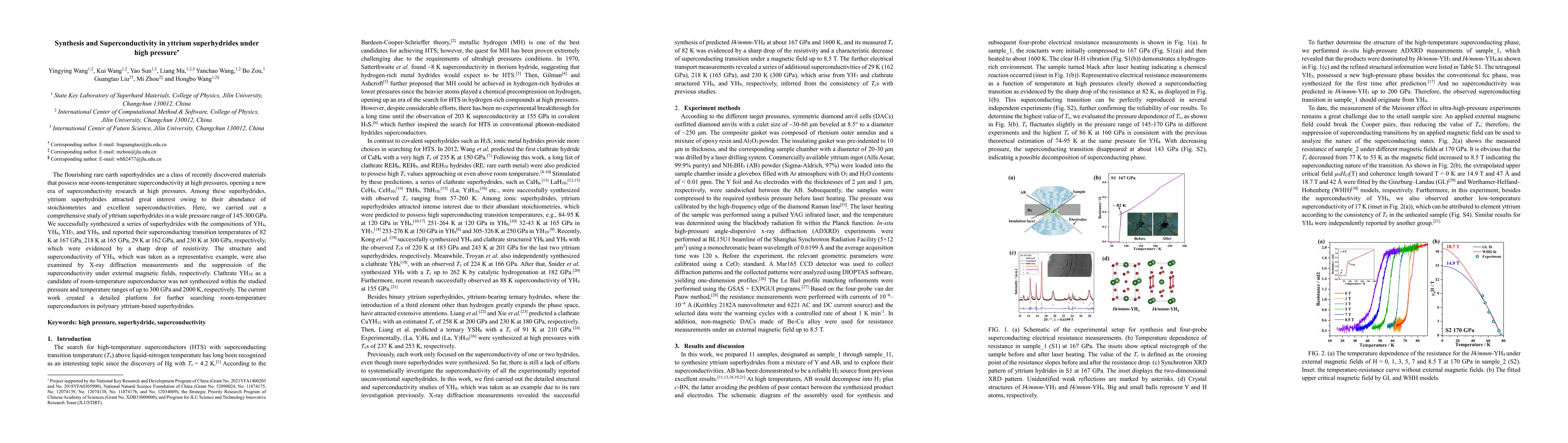 Thumbnail for Synthesis and Superconductivity in yttrium superhydrides under high
  pressure