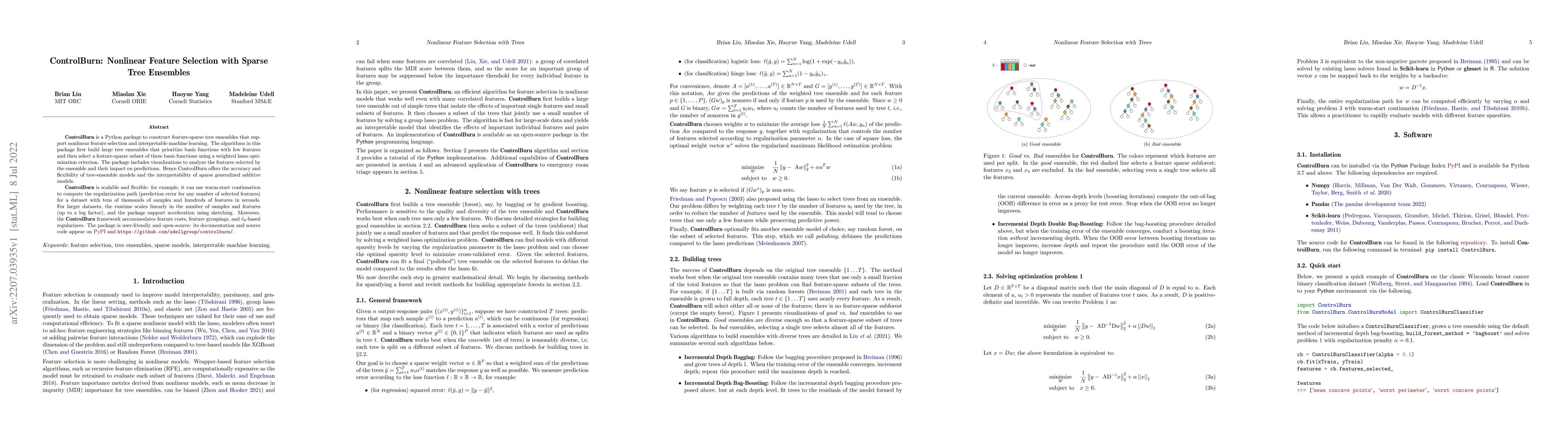 Thumbnail for ControlBurn: Nonlinear Feature Selection with Sparse Tree Ensembles