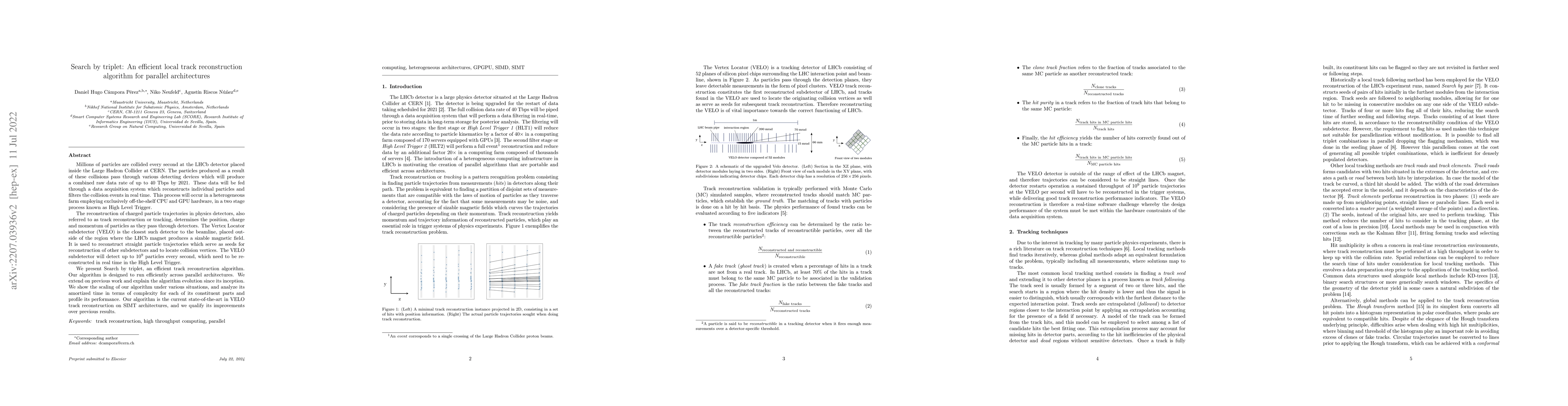Thumbnail for Search by triplet: An efficient local track reconstruction algorithm for
  parallel architectures