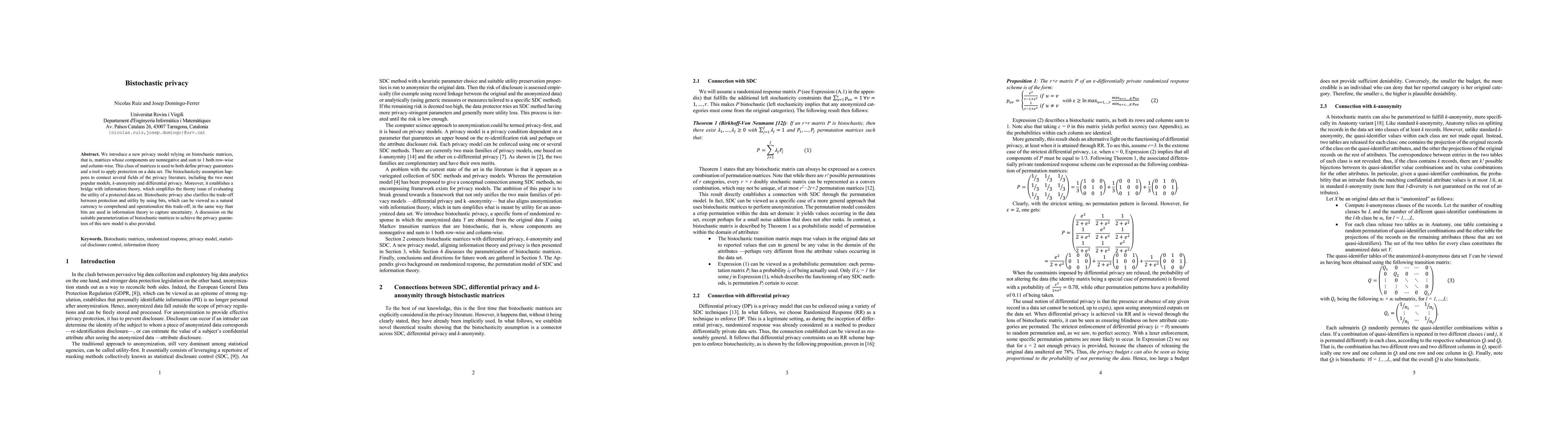 Thumbnail for Bistochastic privacy