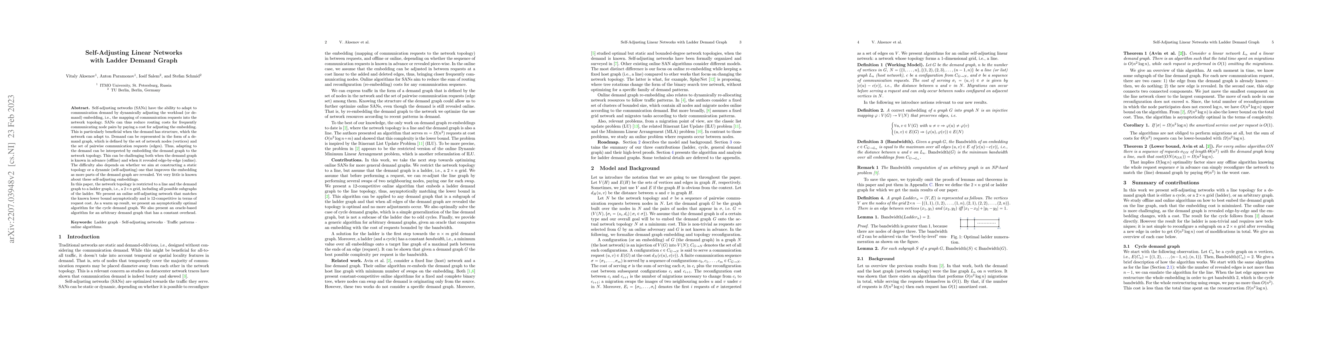 Thumbnail for Self-Adjusting Linear Networks with Ladder Demand Graph