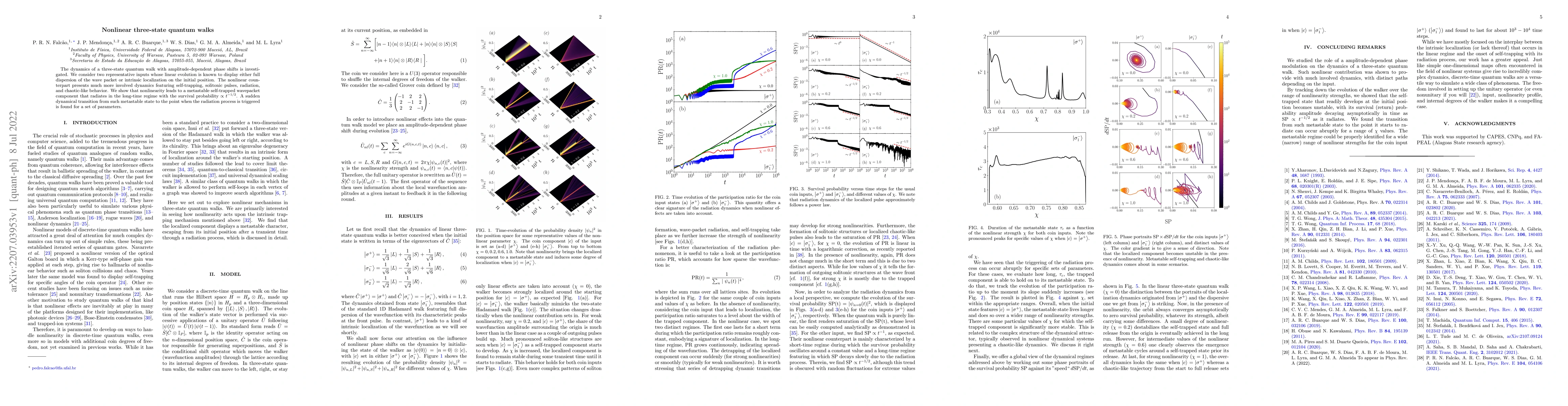 Thumbnail for Nonlinear three-state quantum walks