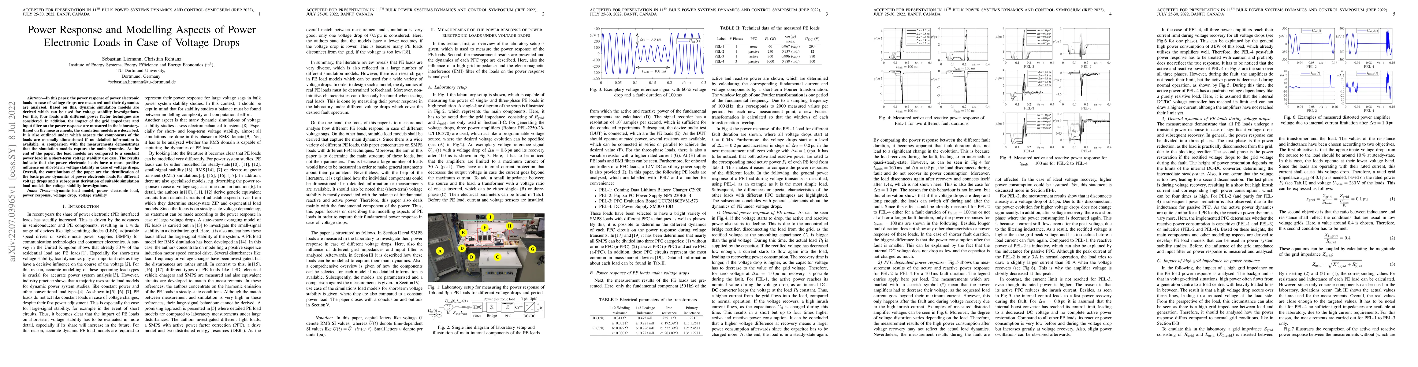Thumbnail for Power Response and Modelling Aspects of Power Electronic Loads in Case
  of Voltage Drops