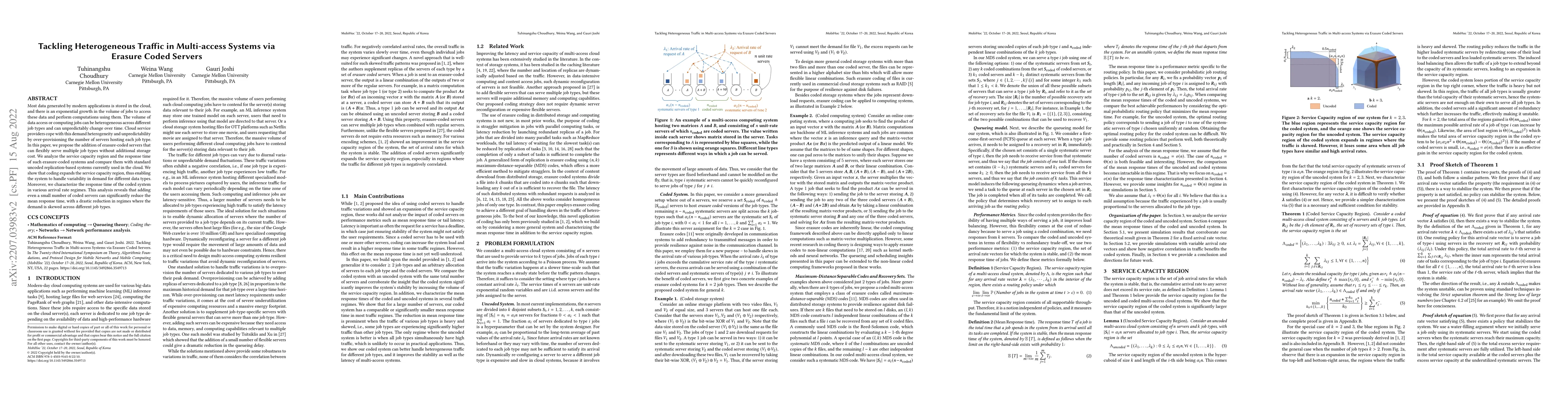 Thumbnail for Tackling Heterogeneous Traffic in Multi-access Systems via Erasure Coded
  Servers
