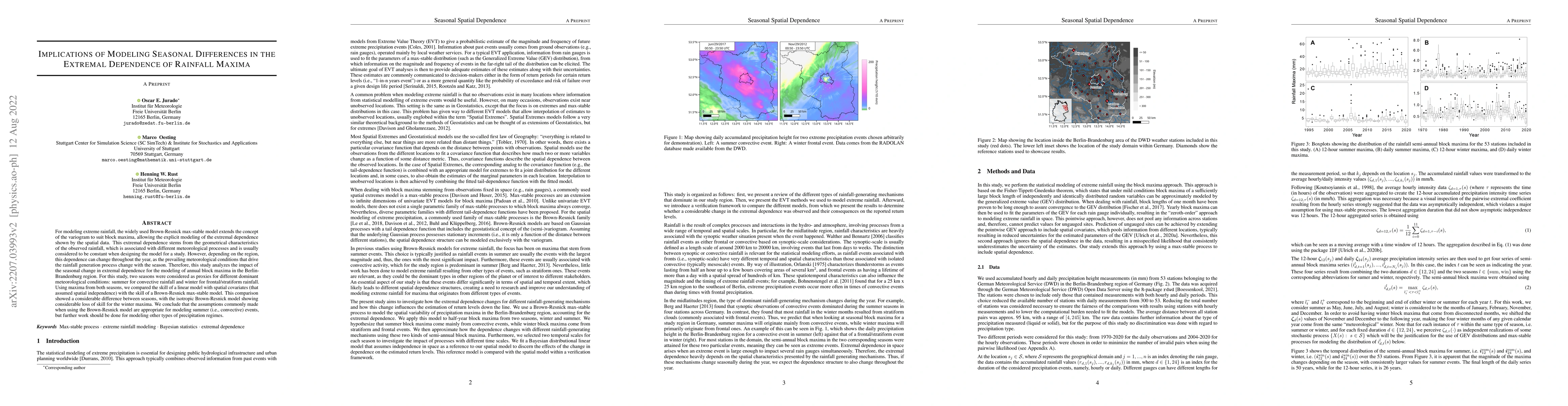Thumbnail for Implications of Modeling Seasonal Differences in the Extremal Dependence
  of Rainfall Maxima