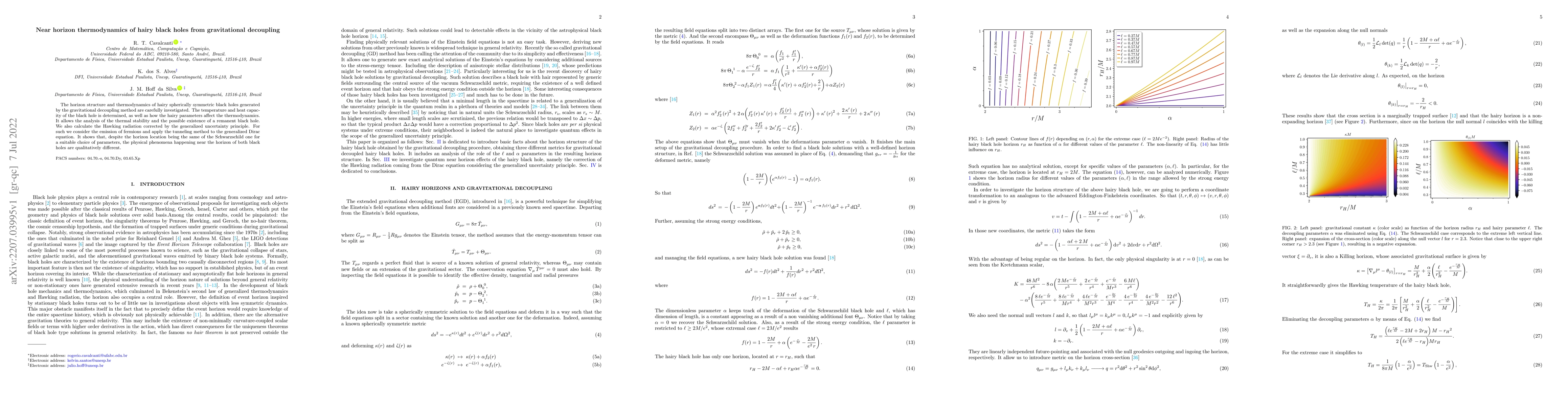 Thumbnail for Near horizon thermodynamics of hairy black holes from gravitational
  decoupling