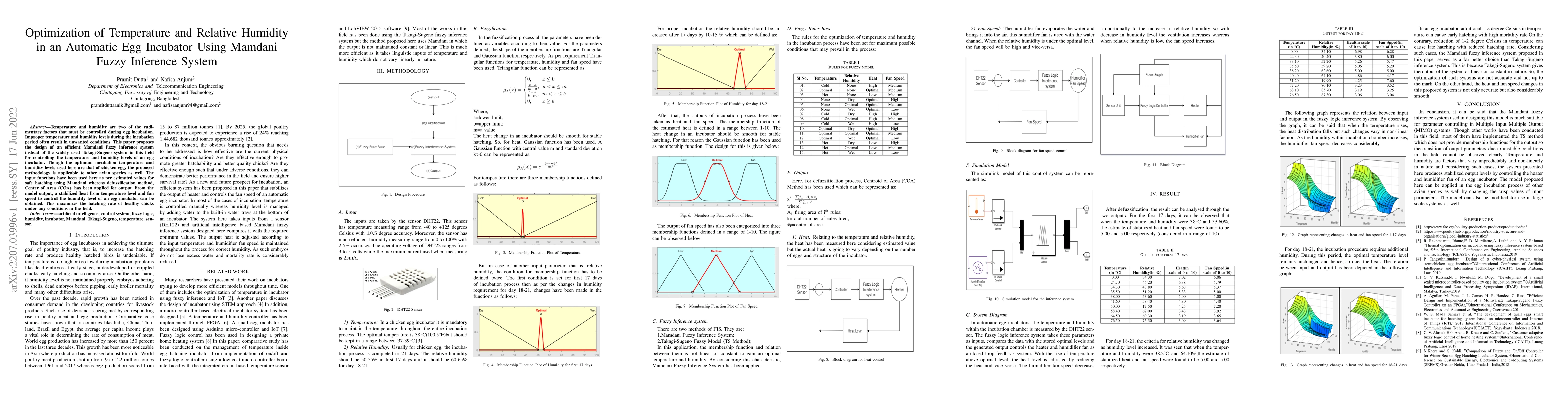Thumbnail for Optimization of Temperature and Relative Humidity in an Automatic Egg
  Incubator Using Mamdani Interference System
