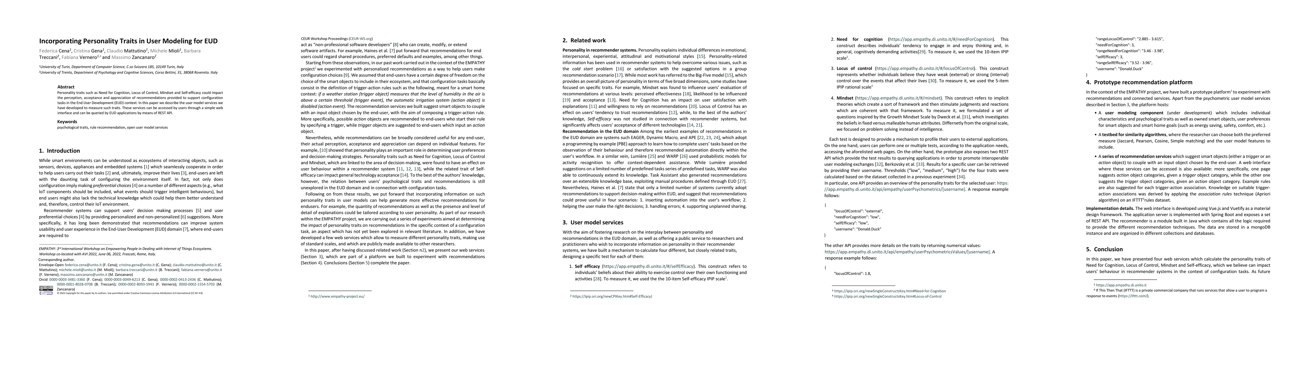 Thumbnail for Incorporating Personality Traits in User Modeling for EUD