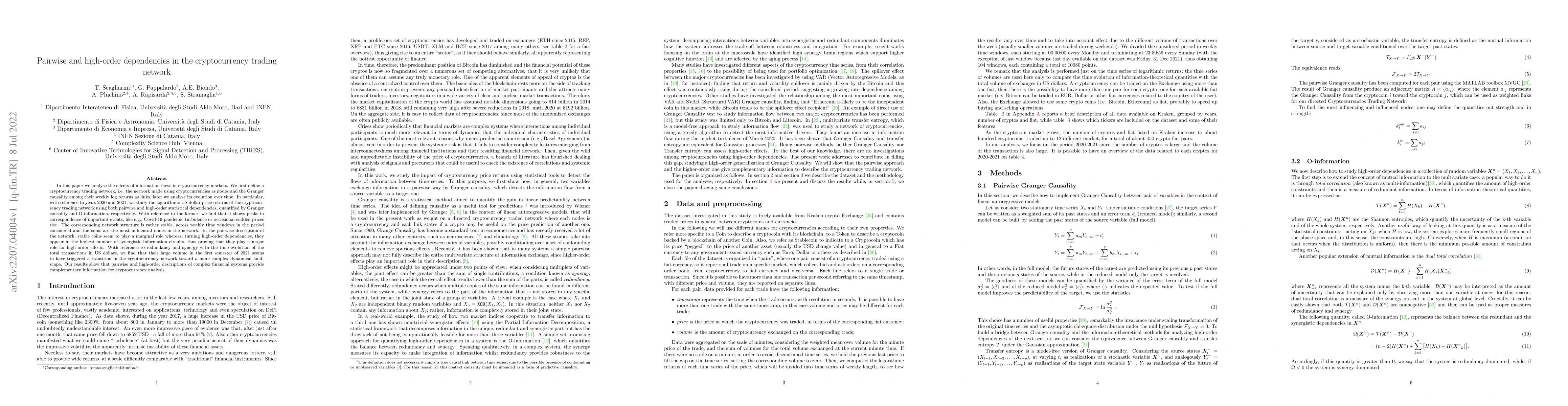 Thumbnail for Pairwise and high-order dependencies in the cryptocurrency trading
  network