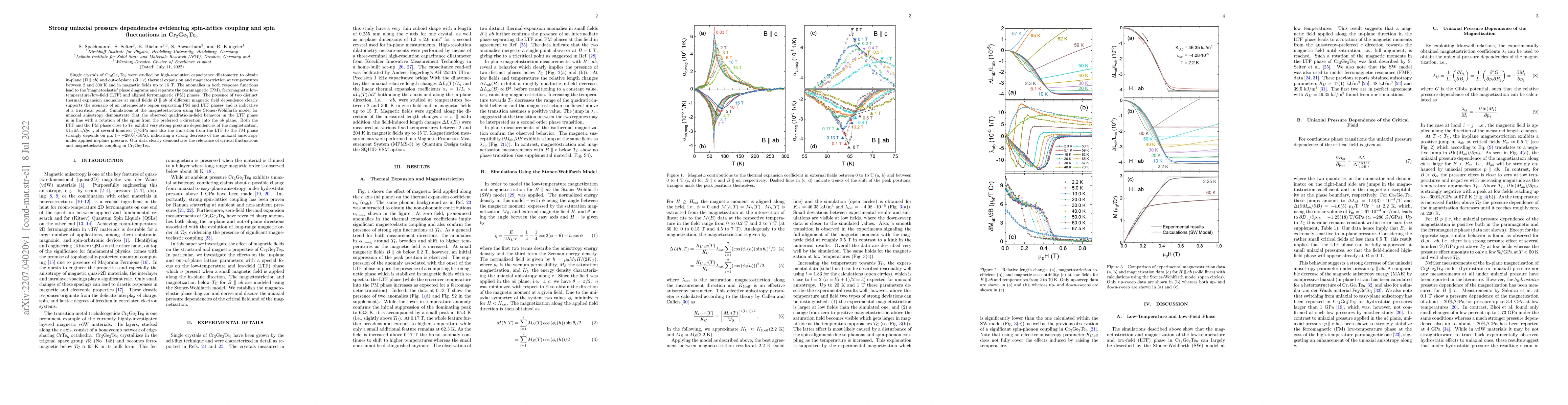 Thumbnail for Strong uniaxial pressure dependencies evidencing spin-lattice coupling
  and spin fluctuations in Cr$_2$Ge$_2$Te$_6$
