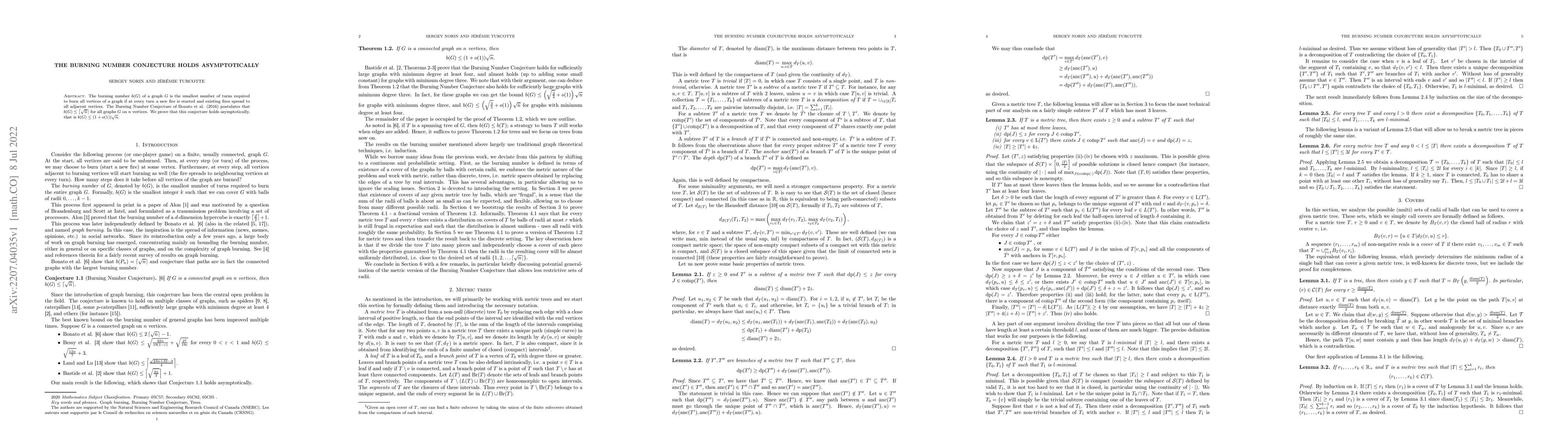 Thumbnail for The Burning Number Conjecture Holds Asymptotically