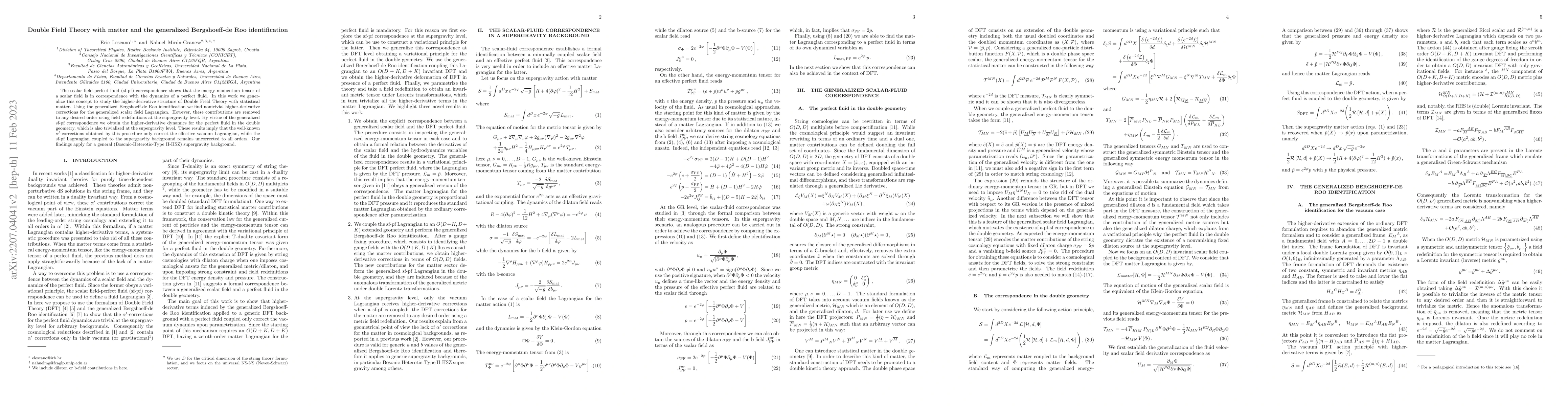 Thumbnail for Double Field Theory with matter and the generalized Bergshoeff-de Roo
  identification