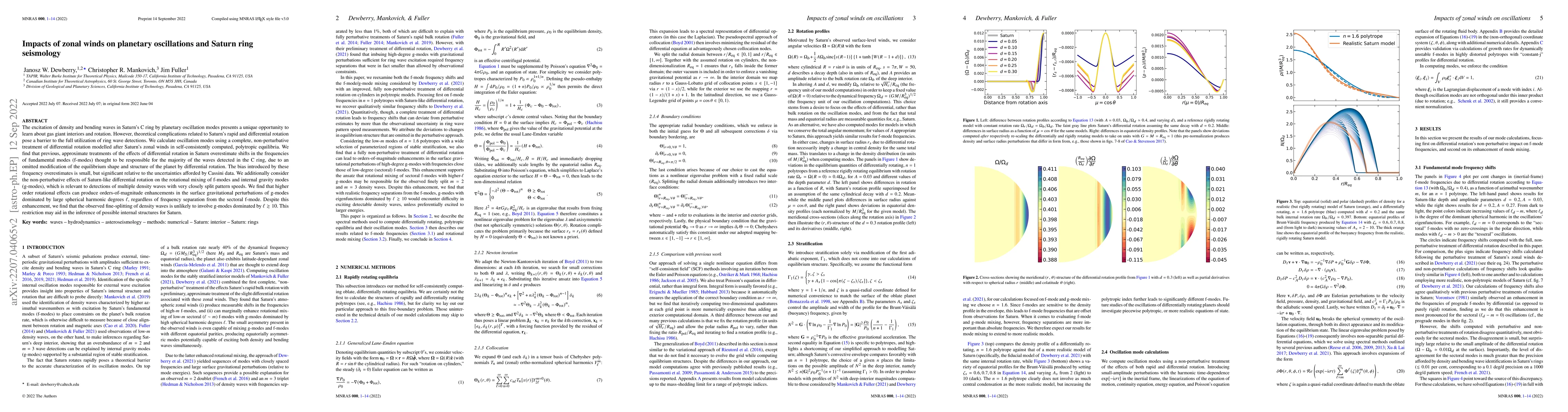 Thumbnail for Impacts of zonal winds on planetary oscillations and Saturn ring
  seismology