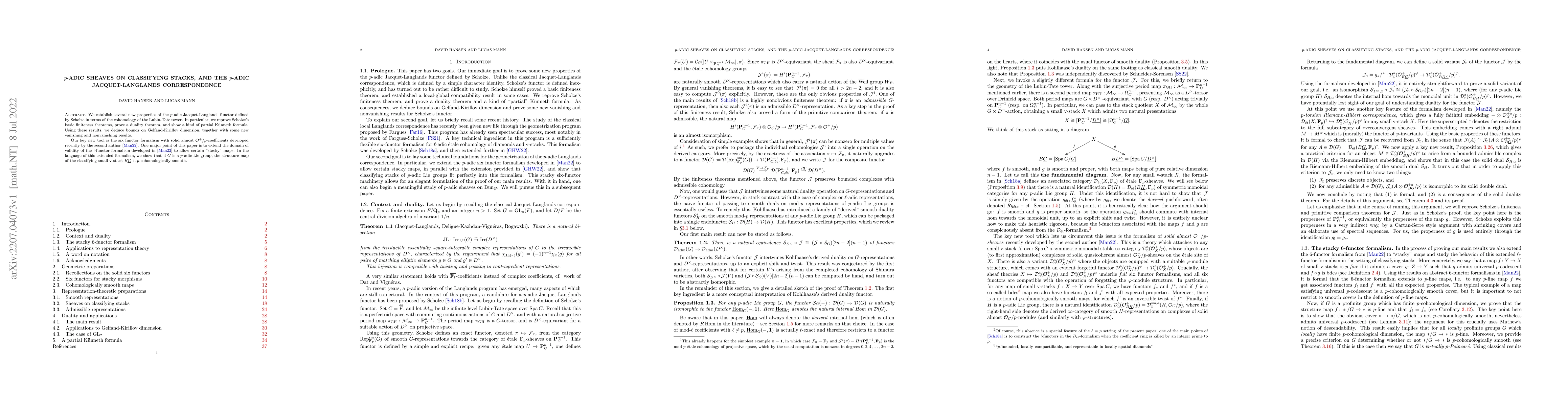 Thumbnail for $p$-adic sheaves on classifying stacks, and the $p$-adic
  Jacquet-Langlands correspondence