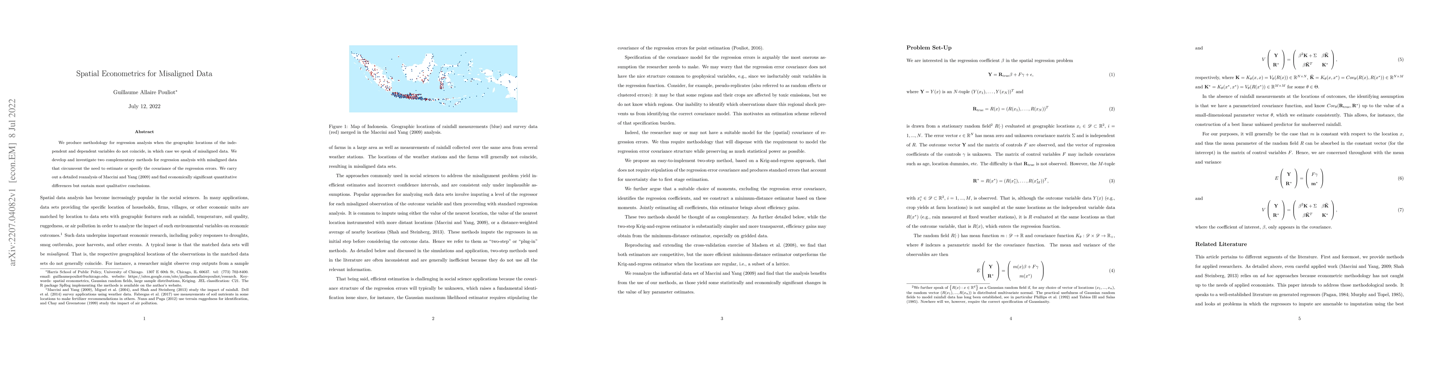 Thumbnail for Spatial Econometrics for Misaligned Data