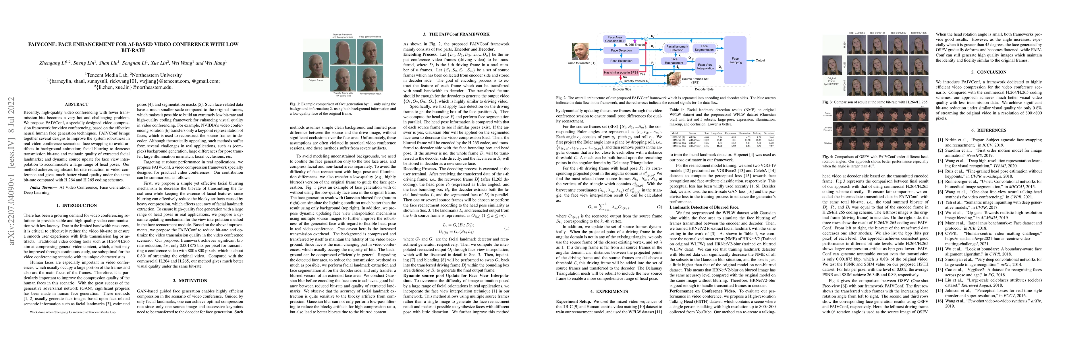 Thumbnail for FAIVConf: Face enhancement for AI-based Video Conference with Low
  Bit-rate