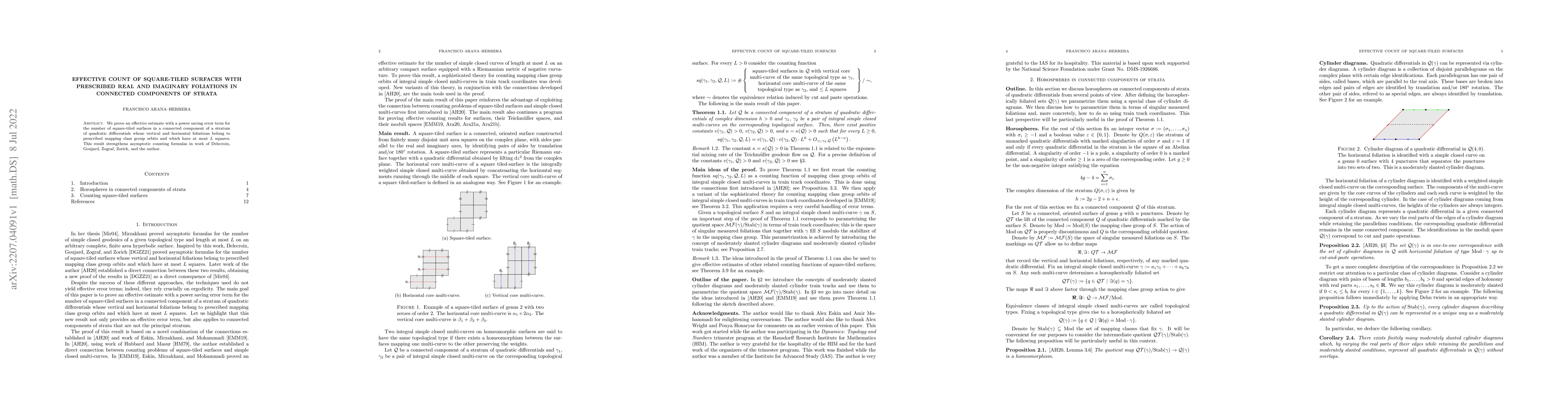 Thumbnail for Effective count of square-tiled surfaces with prescribed real and
  imaginary foliations in connected components of strata