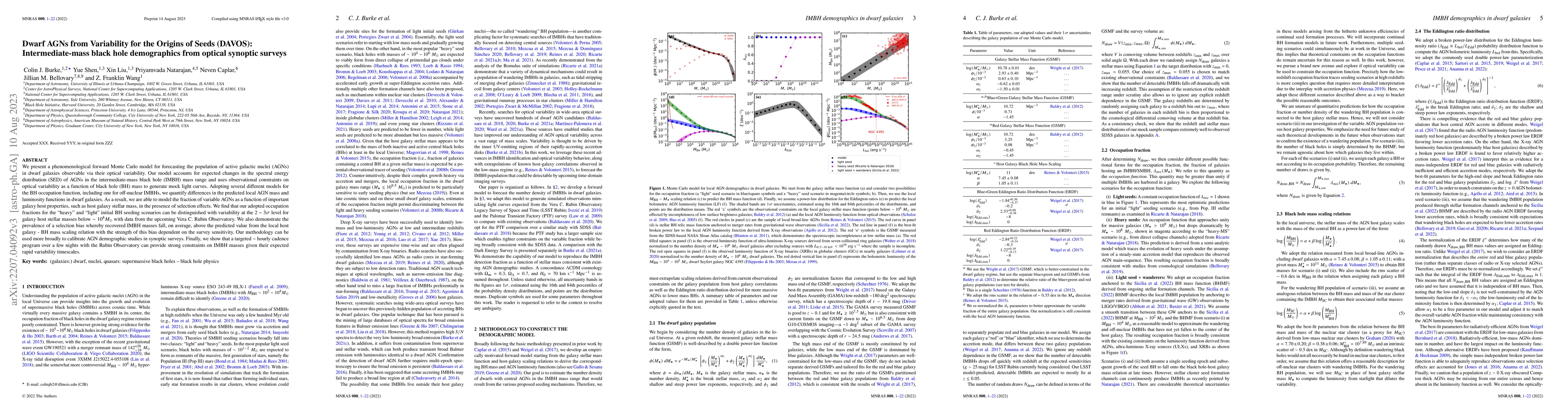 Thumbnail for Dwarf AGNs from Variability for the Origins of Seeds (DAVOS):
  Intermediate-mass black hole demographics from optical synoptic surveys