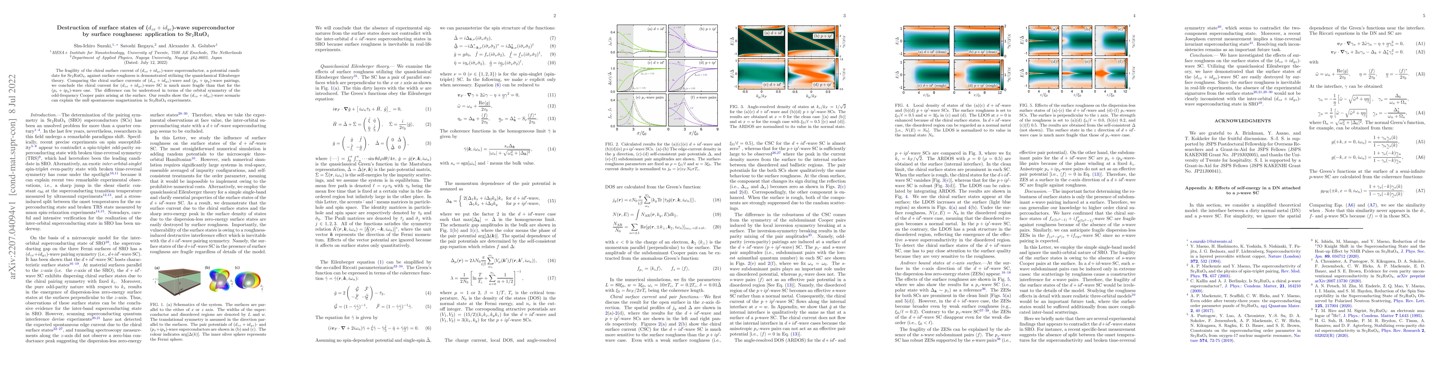 Thumbnail for Destruction of surface states of ($d_{zx}+id_{yz}$)-wave superconductor
  by surface roughness: application to Sr$_2$RuO$_4$