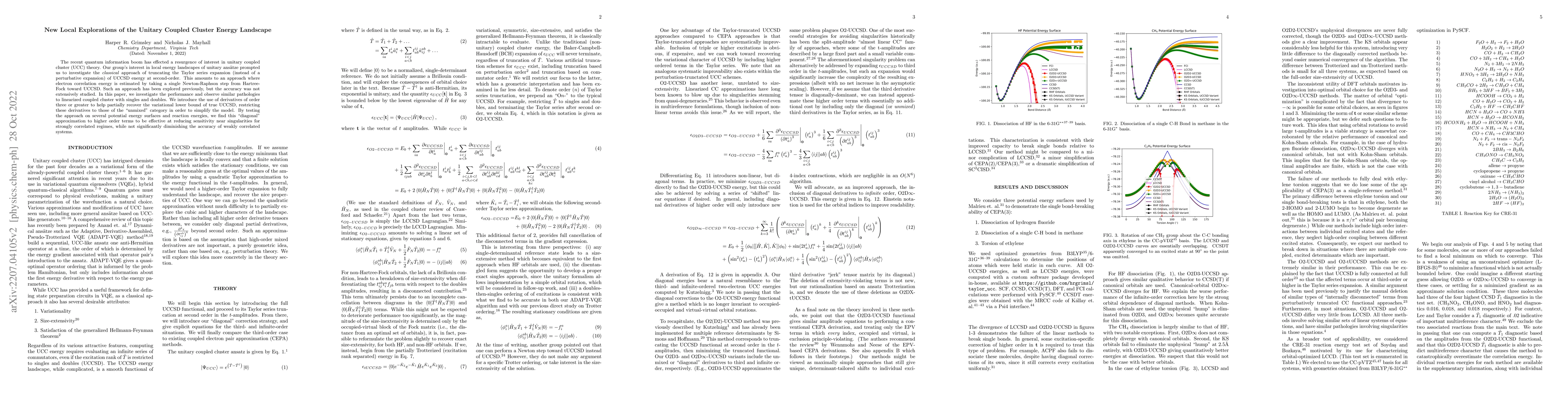 Thumbnail for New Local Explorations of the Unitary Coupled Cluster Energy Landscape