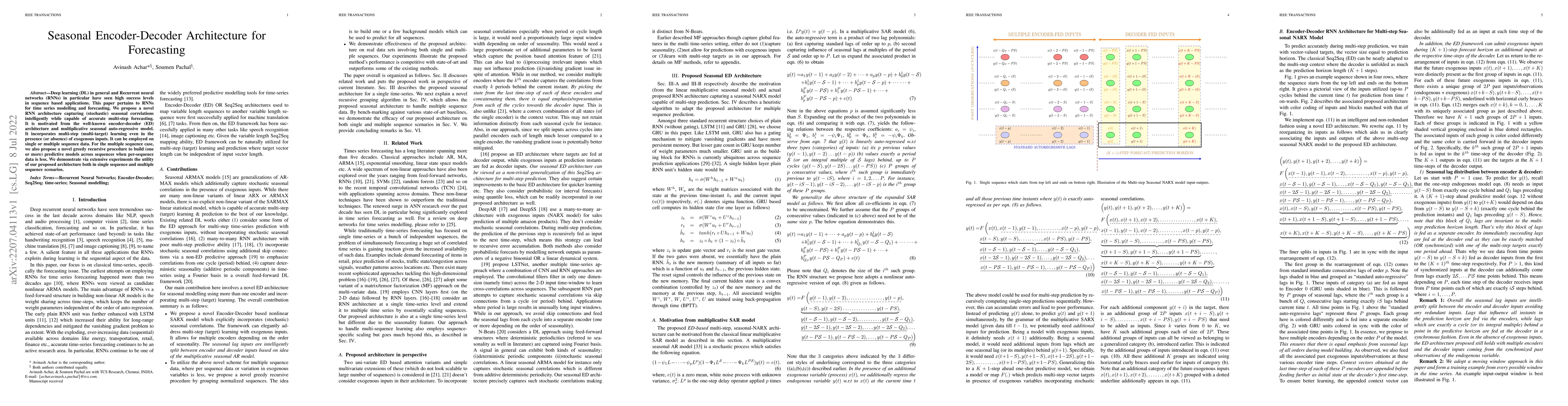 Thumbnail for Seasonal Encoder-Decoder Architecture for Forecasting