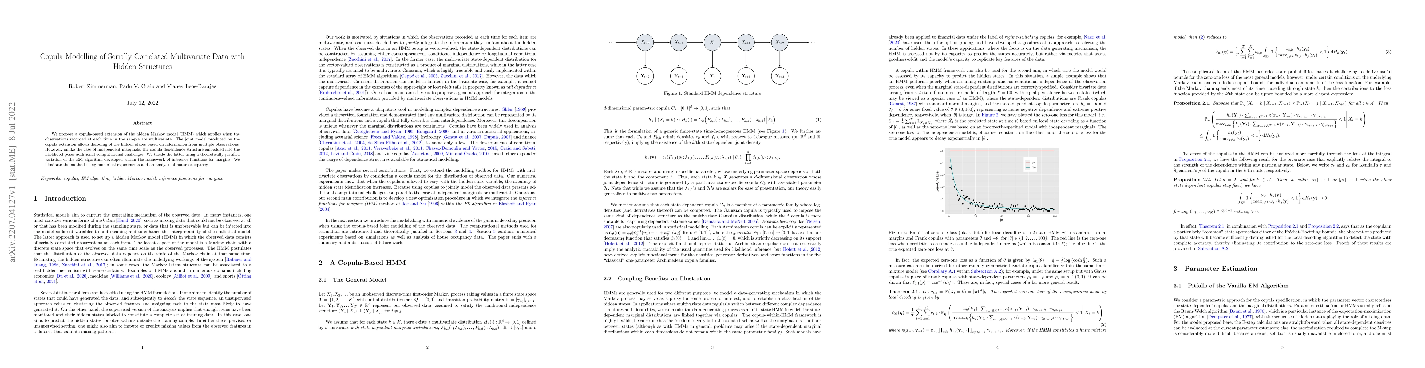 Thumbnail for Copula Modelling of Serially Correlated Multivariate Data with Hidden
  Structures
