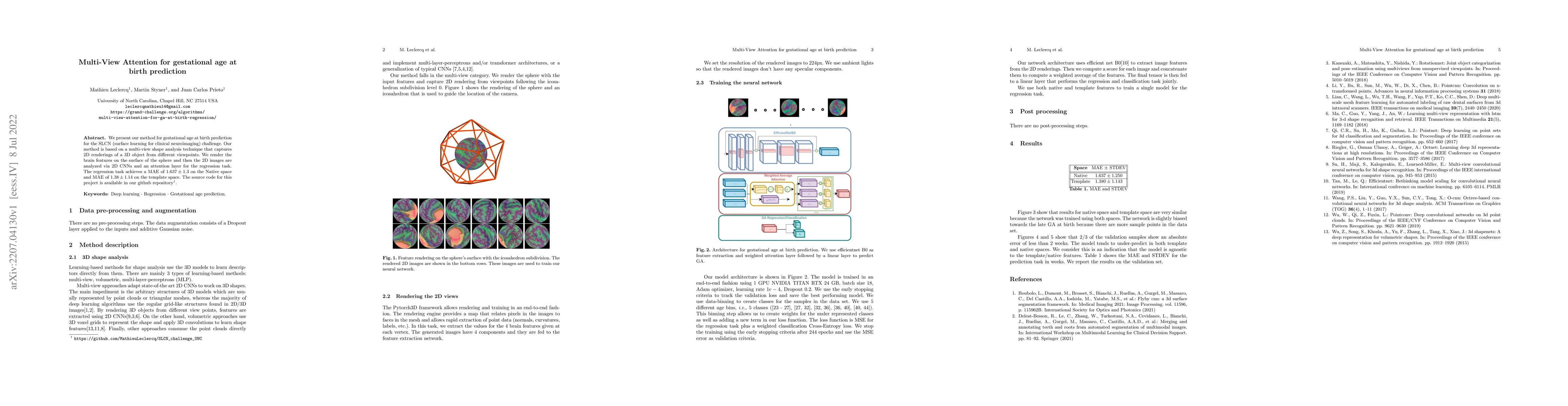 Thumbnail for Multi-view Attention for gestational age at birth prediction