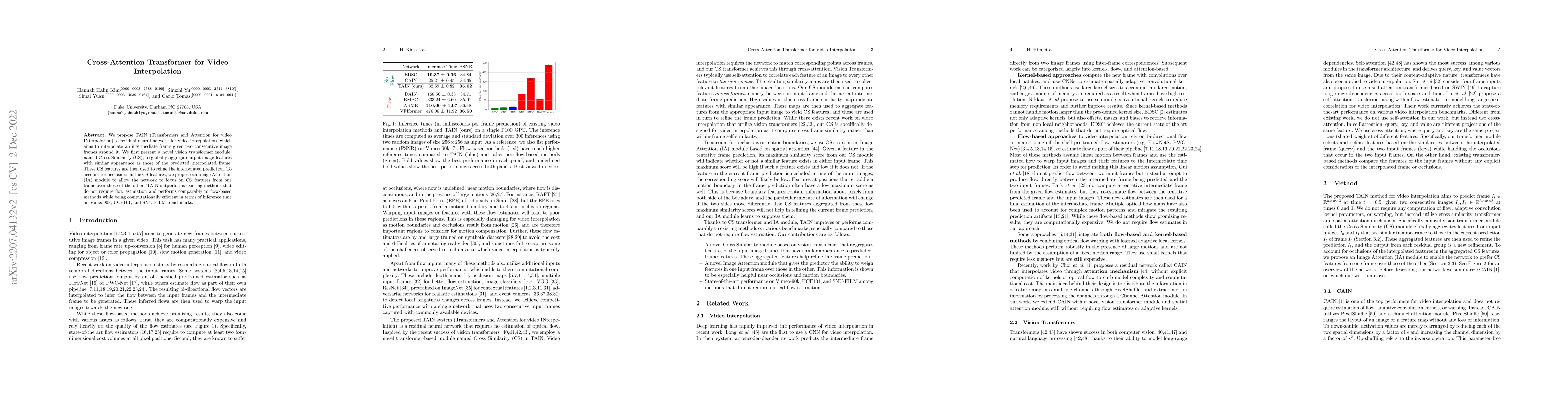 Thumbnail for Cross-Attention Transformer for Video Interpolation
