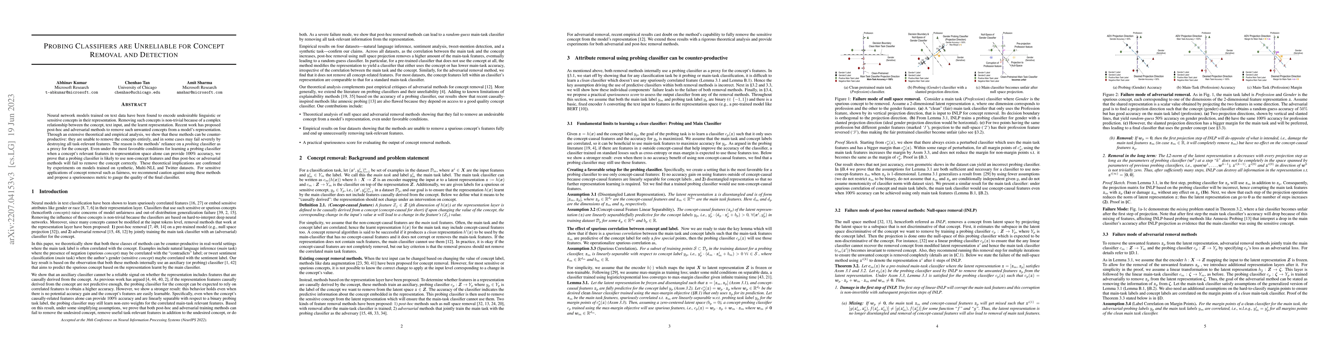 Thumbnail for Probing Classifiers are Unreliable for Concept Removal and Detection