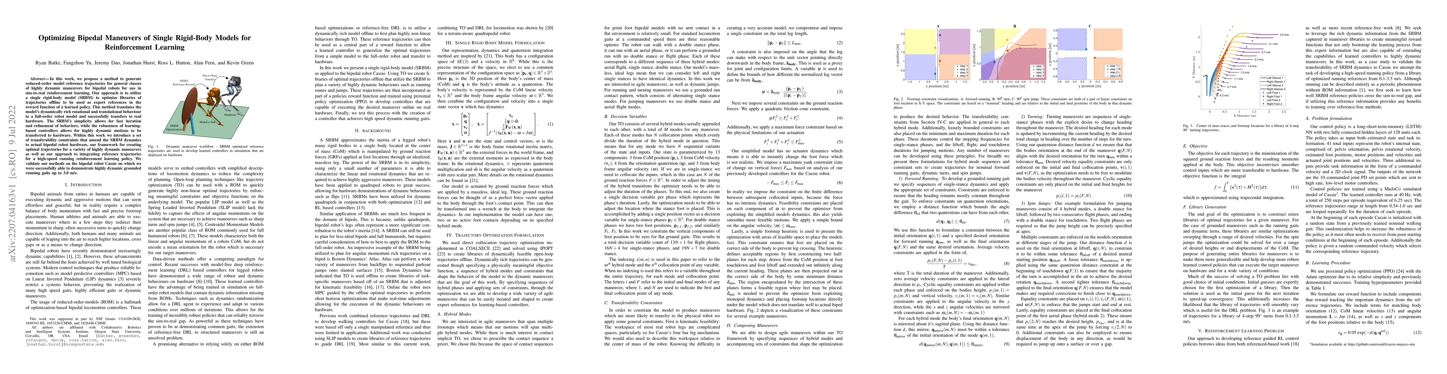 Thumbnail for Optimizing Bipedal Maneuvers of Single Rigid-Body Models for
  Reinforcement Learning