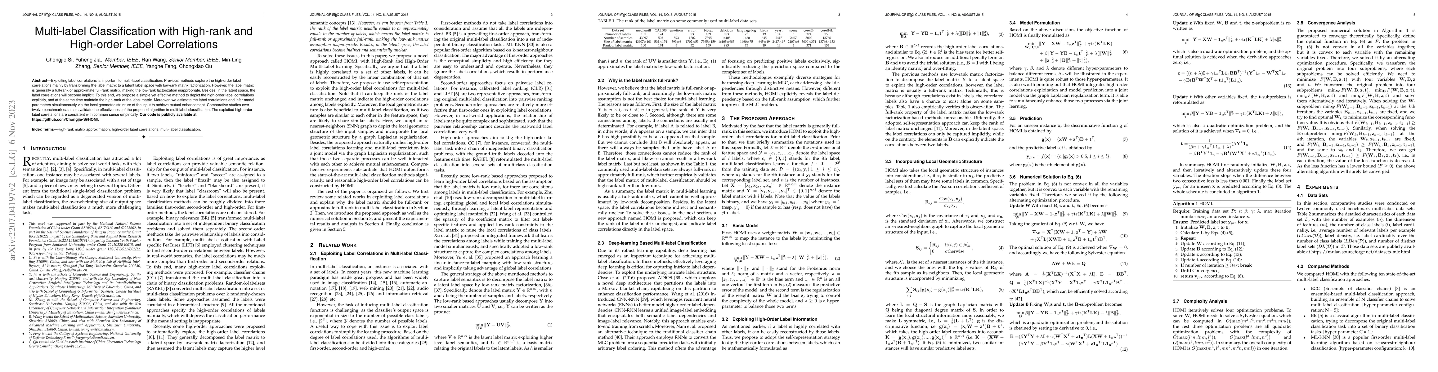 Thumbnail for Multi-label Classification with High-rank and High-order Label
  Correlations