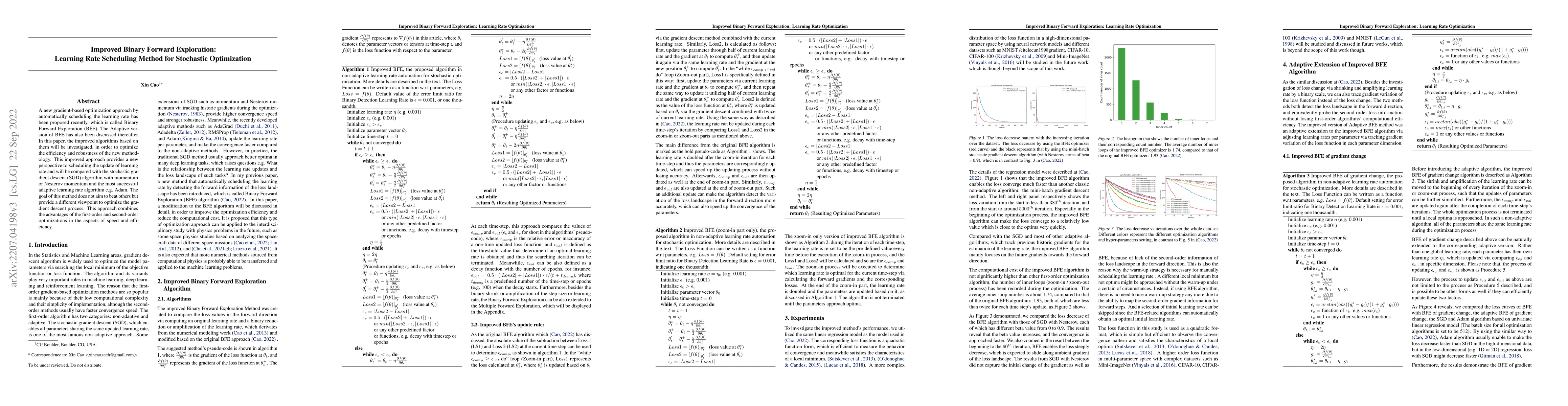 Thumbnail for Improved Binary Forward Exploration: Learning Rate Scheduling Method for
  Stochastic Optimization