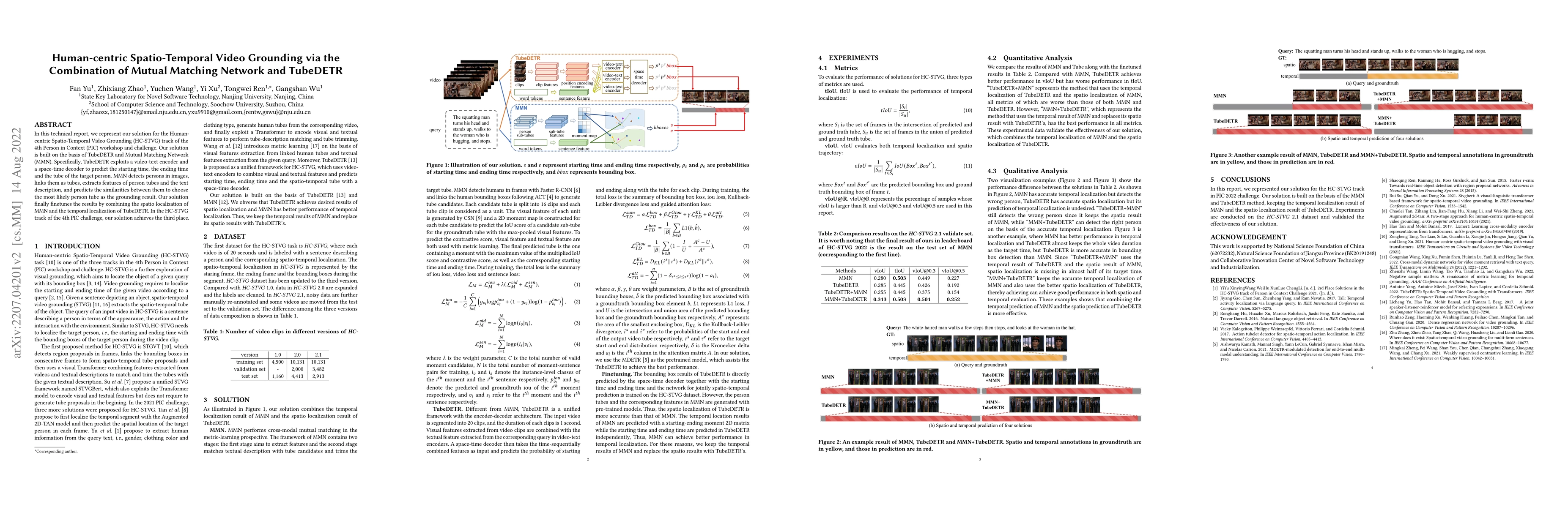 Thumbnail for Human-centric Spatio-Temporal Video Grounding via the Combination of
  Mutual Matching Network and TubeDETR