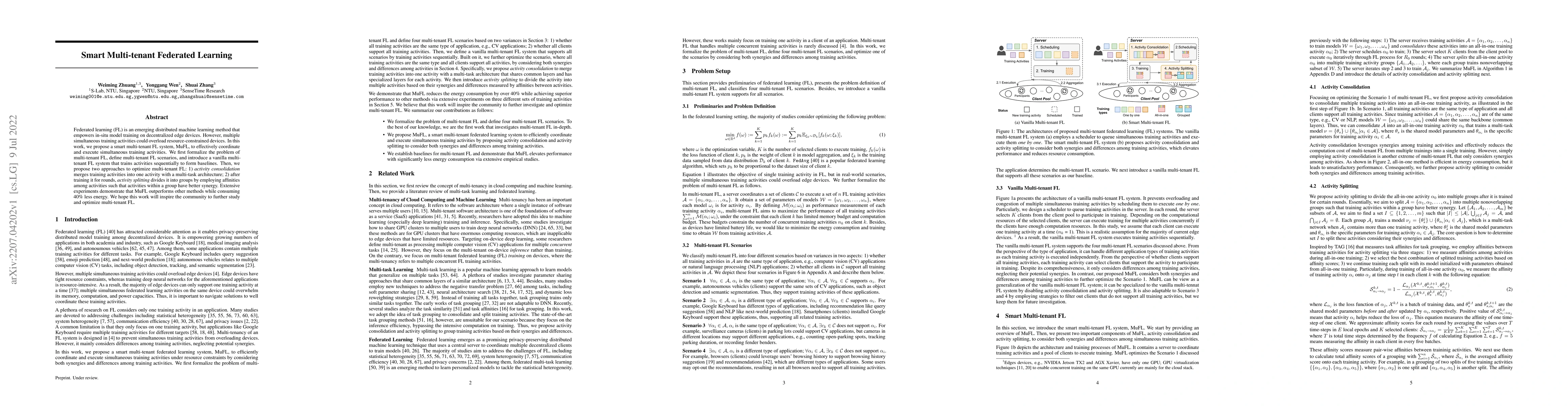Thumbnail for Smart Multi-tenant Federated Learning