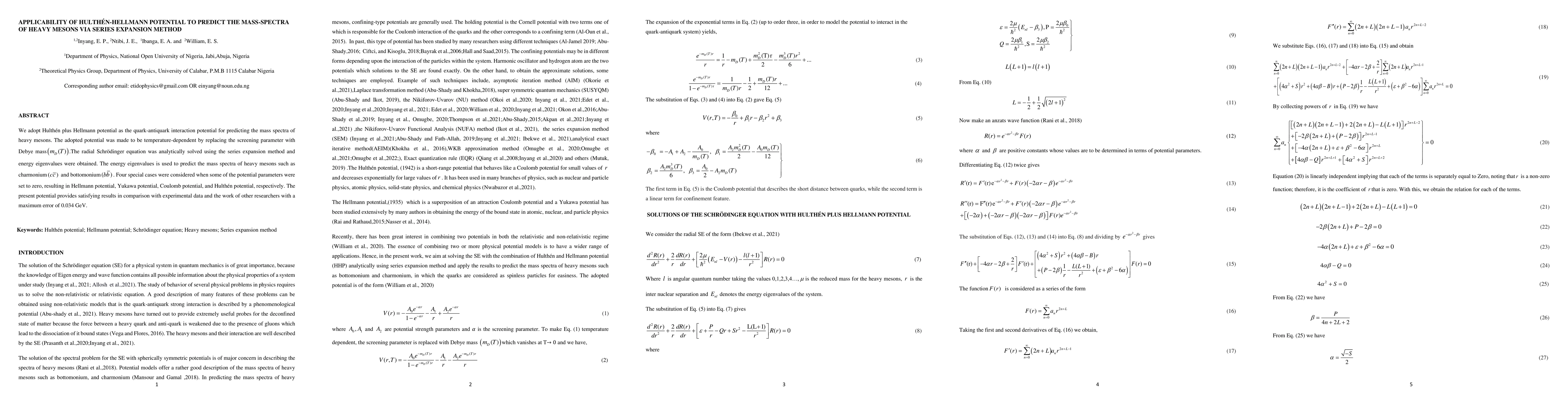Thumbnail for Applicability of Hulthen-Hellmann potential to predict the mass-spectra
  of heavy mesons via series expansion method